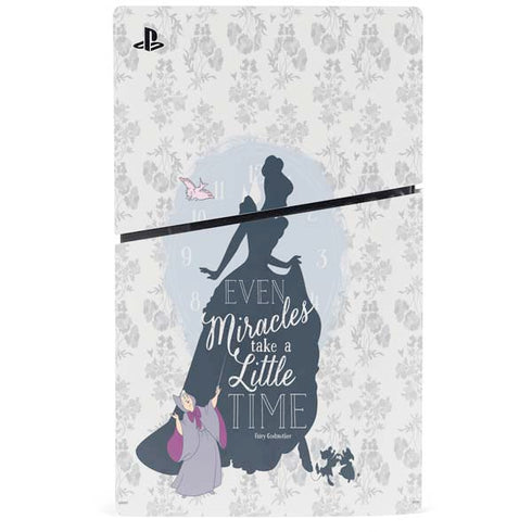 Disney Cinderella Miracles Take Time Silhouette PS5 Slim Digital Edition Console Skin