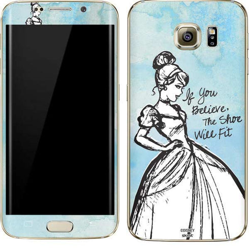Disney Cinderella Sketch Art Shoe Will Fit Galaxy S7 Edge Skin