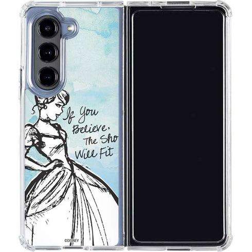 Disney Cinderella Sketch Art Shoe Will Fit Galaxy Z Fold5 5G Clear Case