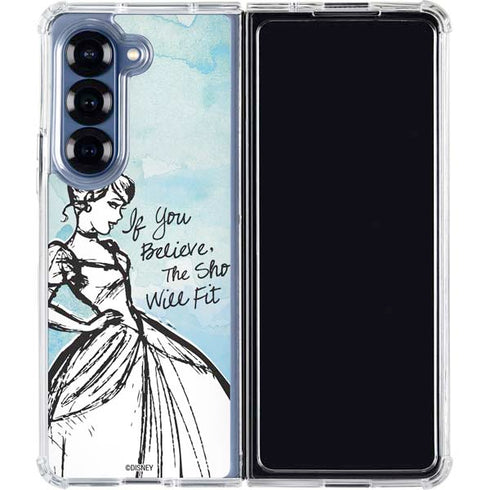 Disney Cinderella Sketch Art Shoe Will Fit Galaxy Z Fold6 Clear Case