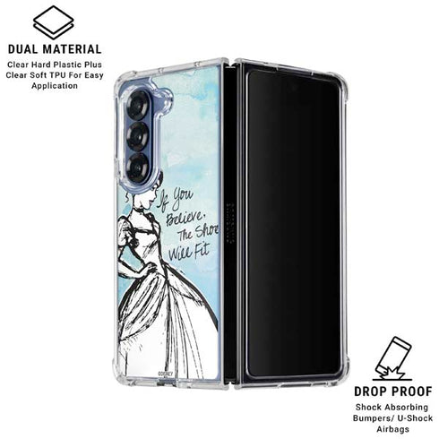 Disney Cinderella Sketch Art Shoe Will Fit Galaxy Z Fold6 Clear Case