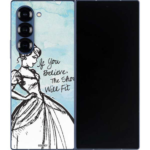 Disney Cinderella Sketch Art Shoe Will Fit Galaxy Z Fold6 Skin