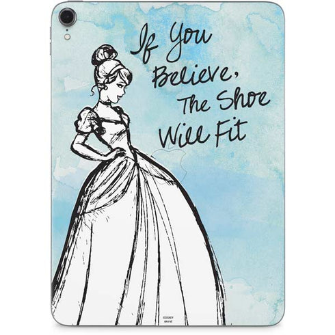 Disney Cinderella Sketch Art Shoe Will Fit Apple iPad Pro Skin