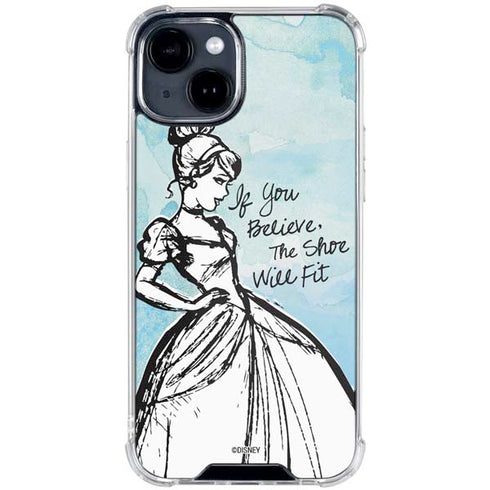 Disney Cinderella Sketch Art Shoe Will Fit iPhone 15 Clear Case