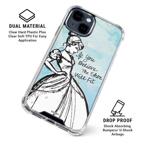 Disney Cinderella Sketch Art Shoe Will Fit iPhone 15 Clear Case