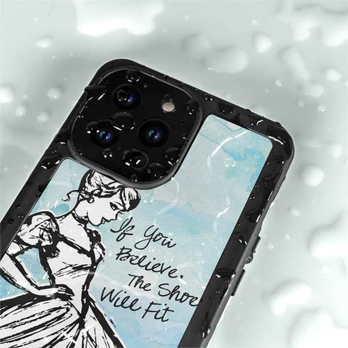 Disney Cinderella Sketch Art Shoe Will Fit iPhone 15 Pro Waterproof Case