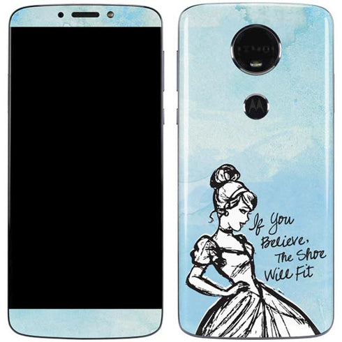 Disney Cinderella Sketch Art Shoe Will Fit Moto E5 Plus Skin