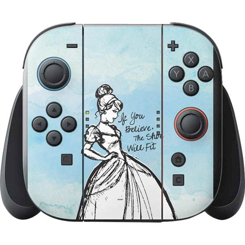 Disney Cinderella Sketch Art Shoe Will Fit Nintendo Switch 2 (2025) with Joy-Con Skin