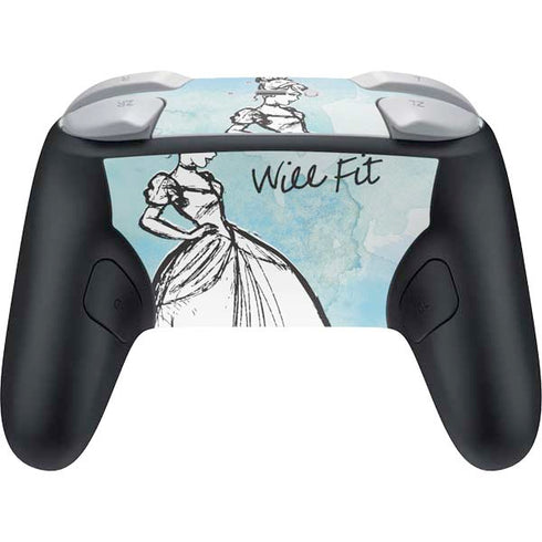 Disney Cinderella Sketch Art Shoe Will Fit Nintendo Switch 2 (2025) Pro Controller Skin