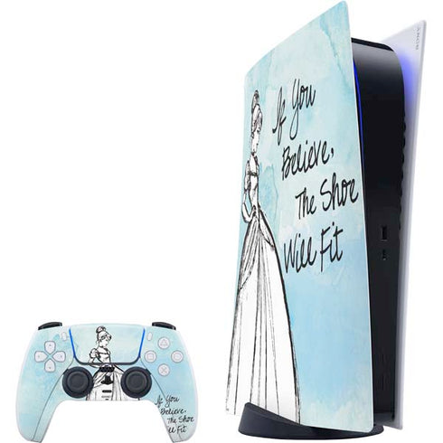 Disney Cinderella Sketch Art Shoe Will Fit PlayStation PS5 Skins