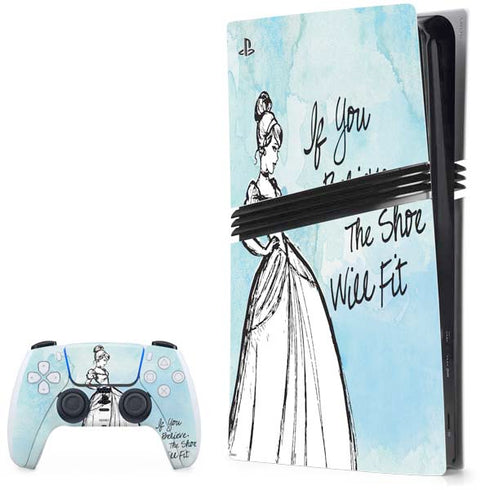 Disney Cinderella Sketch Art Shoe Will Fit PS5 Pro Bundle Skin