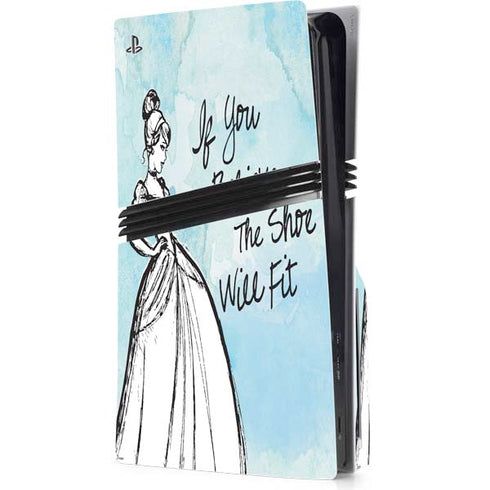 Disney Cinderella Sketch Art Shoe Will Fit PS5 Pro Disk Console Skin