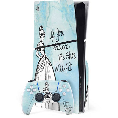 Disney Cinderella Sketch Art Shoe Will Fit PlayStation PS5 Skins