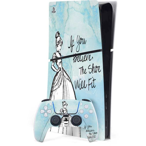 Disney Cinderella Sketch Art Shoe Will Fit PlayStation PS5 Skins