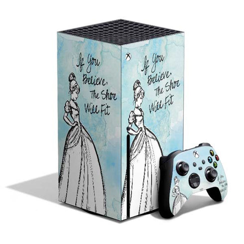 Disney Cinderella Sketch Art Shoe Will Fit Xbox Series X Skins