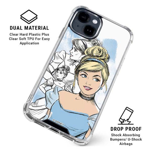 Disney Princess Cinderella Sketch iPhone 15 Clear Case