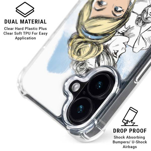 Disney Princess Cinderella Sketch iPhone 16 Plus Clear Case