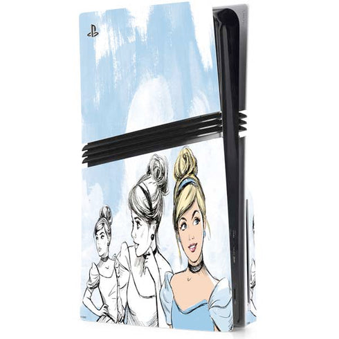 Disney Princess Cinderella Sketch PS5 Pro Disk Console Skin