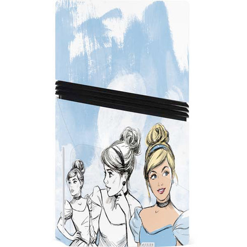 Disney Princess Cinderella Sketch PS5 Pro Disk Console Skin