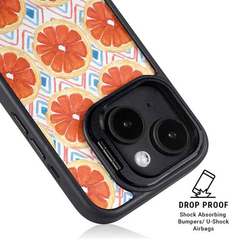 Bouffants and Broken Hearts Citrus Geo iPhone 15 Kickstand Case