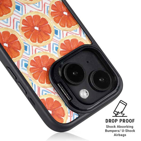 Bouffants and Broken Hearts Citrus Geo iPhone 15 Plus Kickstand Case