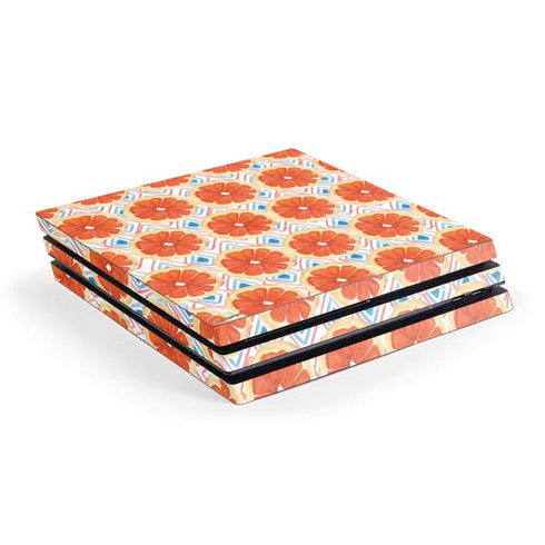 Bouffants and Broken Hearts Citrus Geo PS4 Pro Console Skin