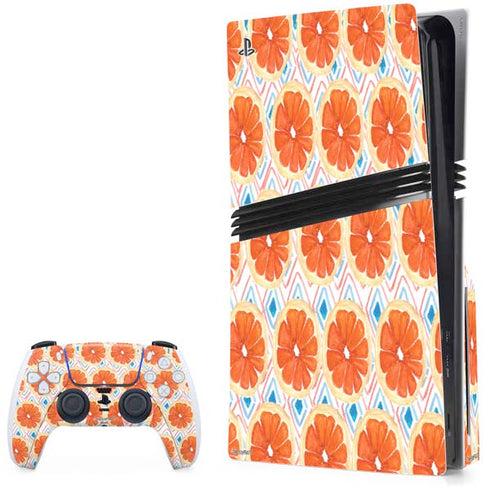 Bouffants and Broken Hearts Citrus Geo PS5 Pro Disk Bundle Skin