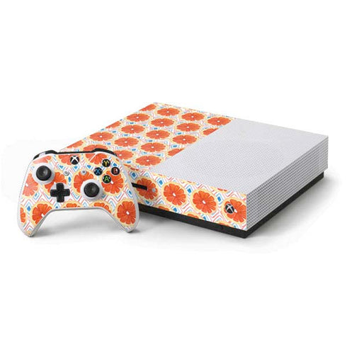 Bouffants and Broken Hearts Citrus Geo Xbox One S Console and Controller Bundle Skin