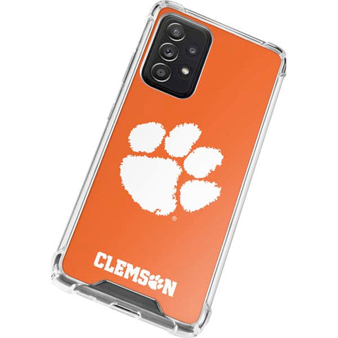 Clemson University Tiger Print Galaxy A52 5G Clear Case