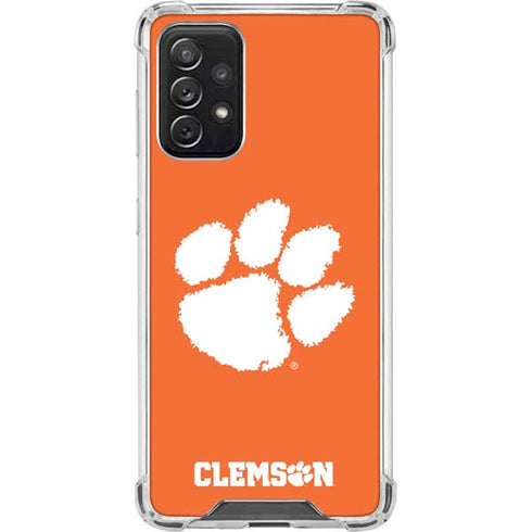 Clemson University Tiger Print Galaxy A72 5G Clear Case