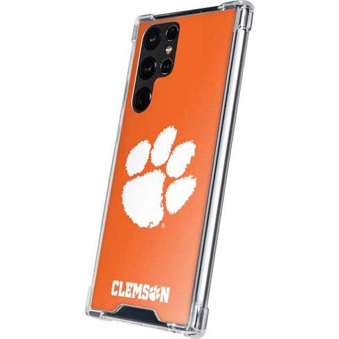 Clemson University Tiger Print Galaxy S22 Ultra Clear Case