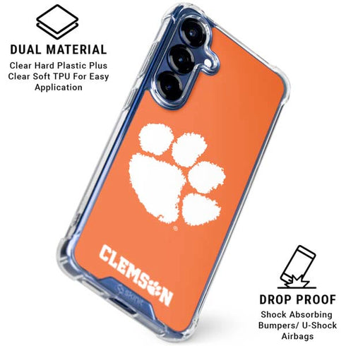 Clemson University Tiger Print Galaxy S25 Plus Clear Case