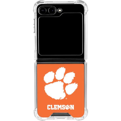 Clemson University Tiger Print Galaxy Z Flip6 Clear Case