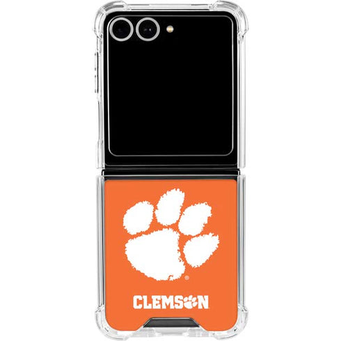 Clemson University Tiger Print Galaxy Z Flip7 Clear Case