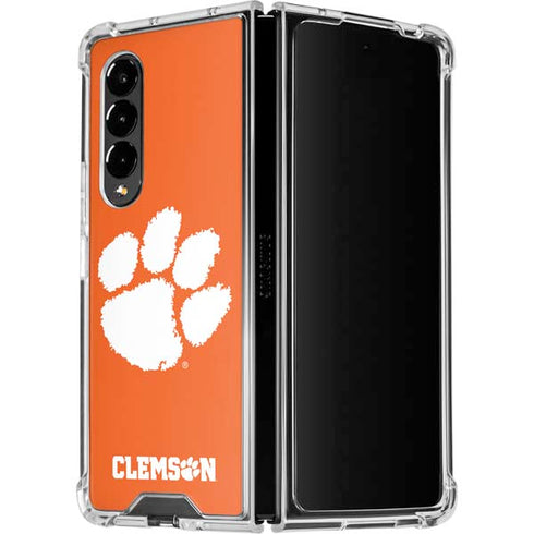 Clemson University Tiger Print Galaxy Z Fold4 5G Clear Case