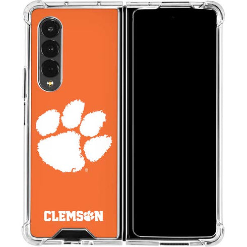 Clemson University Tiger Print Galaxy Z Fold4 5G Clear Case