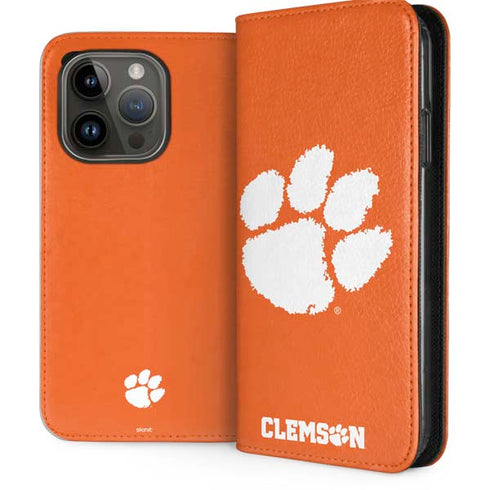 Clemson University Tiger Print iPhone 15 Pro Folio Case