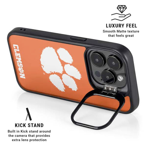 Clemson University Tiger Print iPhone 15 Pro Kickstand Case
