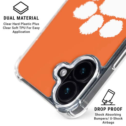 Clemson University Tiger Print iPhone 16 Plus Clear Case