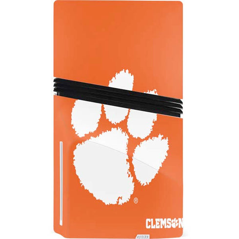 Clemson University Tiger Print PS5 Pro Disk Console Skin