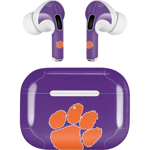 Clemson University Tiger Print Purple AirPods Pro 2nd Gen Skin