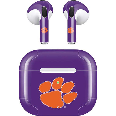 Clemson University Tiger Print Purple Apple AirPods (3rd Gen 2021) Skin