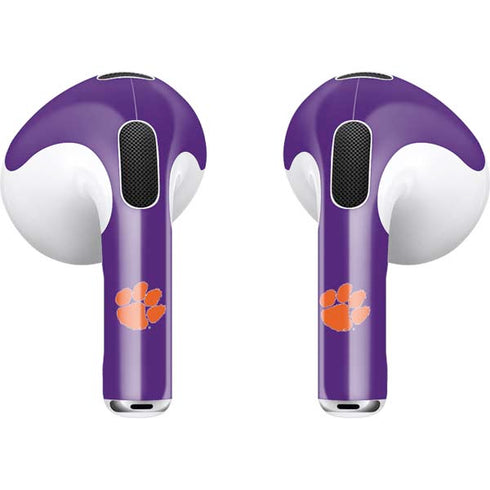 Clemson University Tiger Print Purple Apple AirPods (3rd Gen 2021) Skin