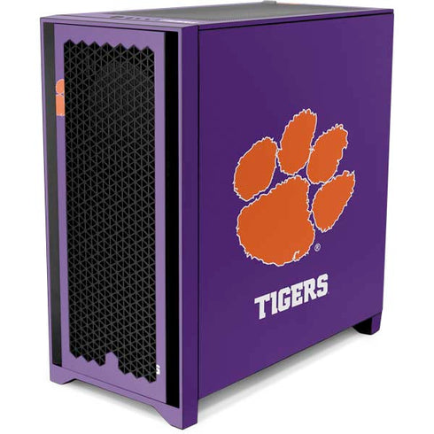 Clemson University Tiger Print Purple Corsair 4000D Tempered Glass Mid-Tower ATX Case Skin