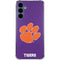 Clemson University Tiger Print Purple Galaxy A55 5G Clear Case