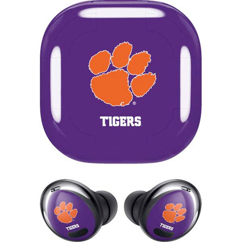 Clemson University Tiger Print Purple Galaxy Buds Pro Skin