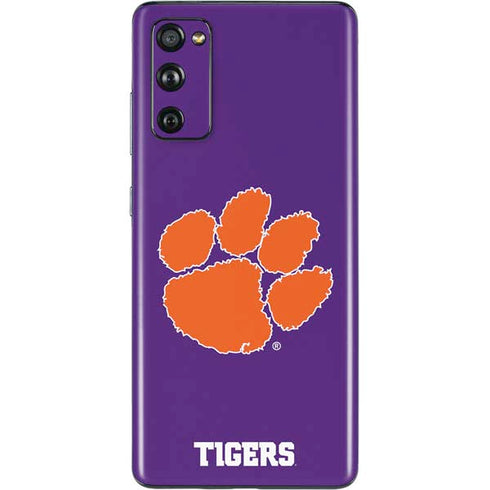 Clemson University Tiger Print Purple Galaxy S20 Fan Edition Skin