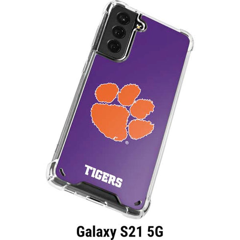 Clemson University Tiger Print Purple Galaxy S21 5G Clear Case