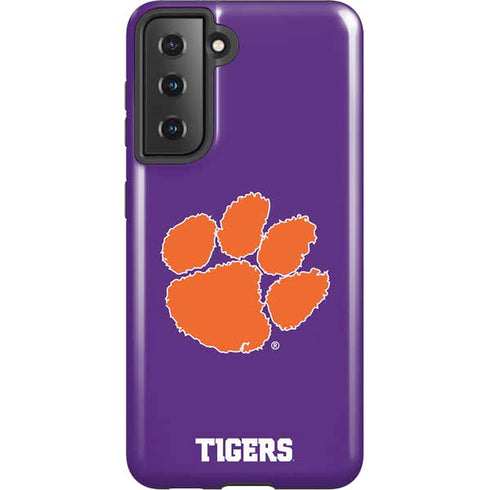 Clemson University Tiger Print Purple Galaxy S21 5G Pro Case