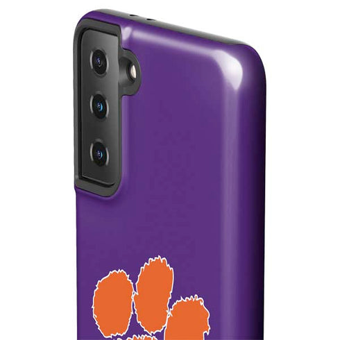 Clemson University Tiger Print Purple Galaxy S21 FE Pro Case